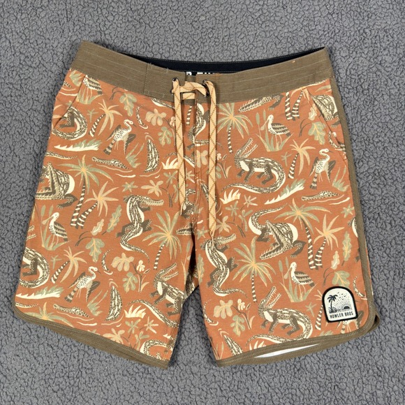 Howler Brothers Other - Howler Brothers Alligator Palm Print Board Shorts Mens 33 Swim Trunks Drawstring